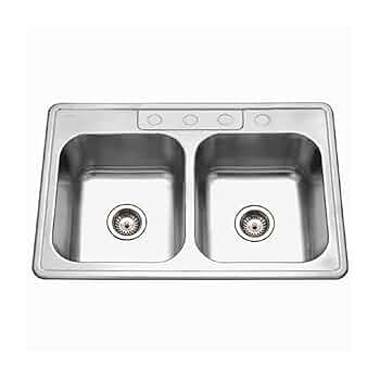 Houzer Glowtone Stainless Steel Kitchen Sink: 33 Inch Drop
